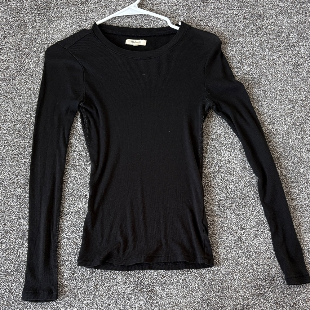 Madewell Black Long-Sleeve Crewneck Top